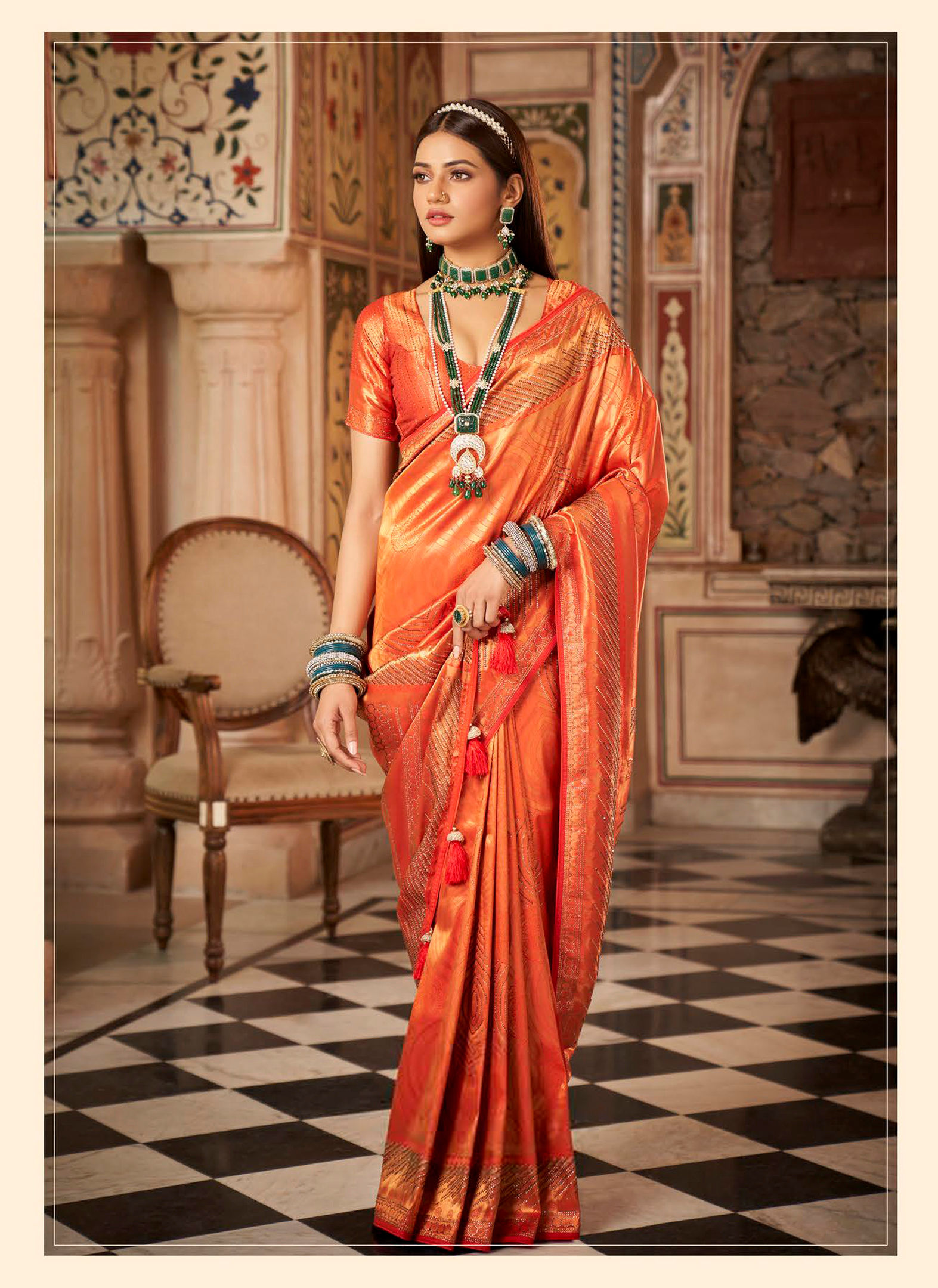 Pure Silk Saree Blouse, Kanjeevaram Sarees, Designer Pethani, Pink, Golden, Kashmiri Saree, Ikkat, Ready To Wear, Red
