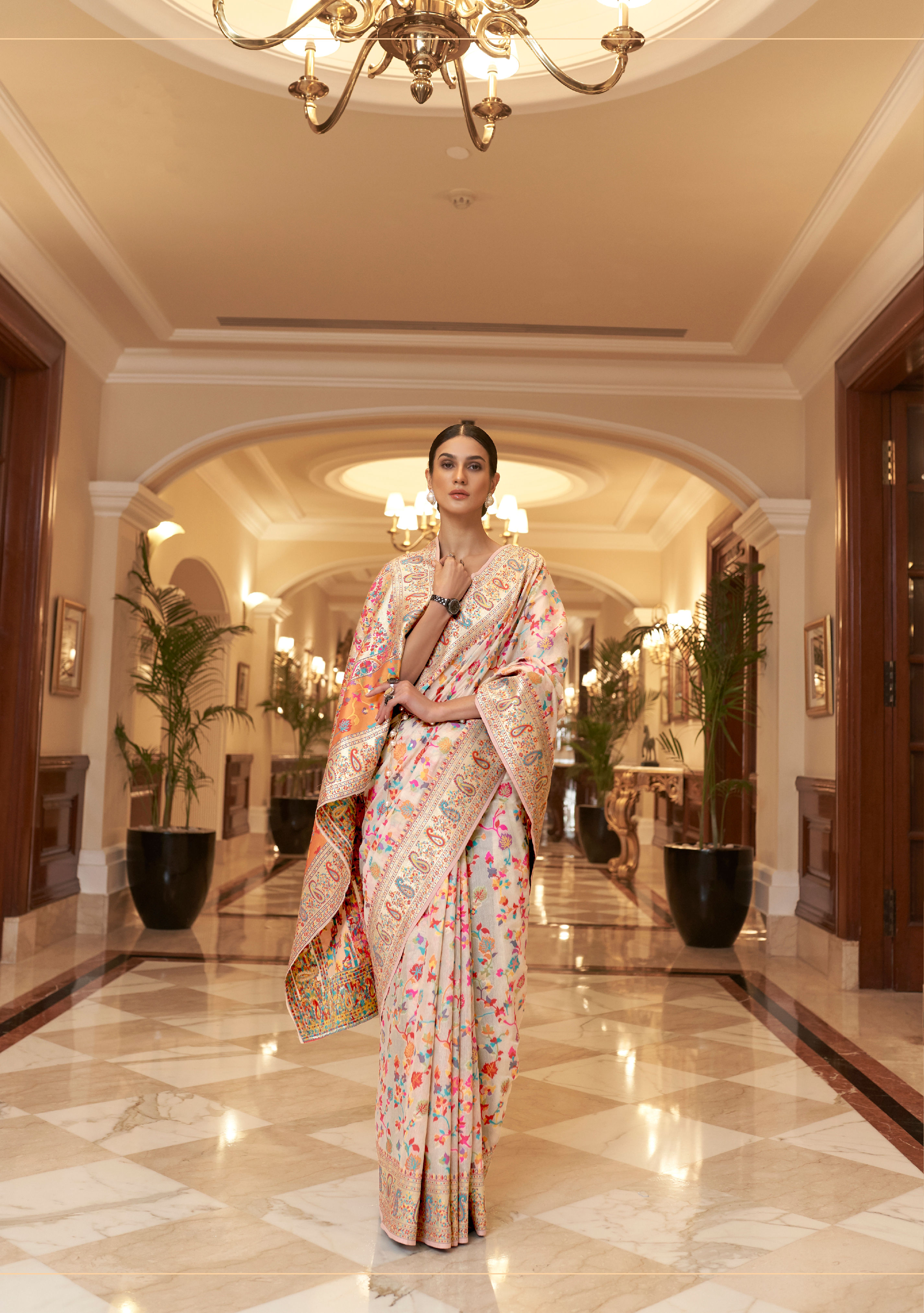 Green Woven Kashmiri Saree with Kanjivaram Border for Wedding Reception, Paithani Saree Blouse, Latest Saree, Designer Sari