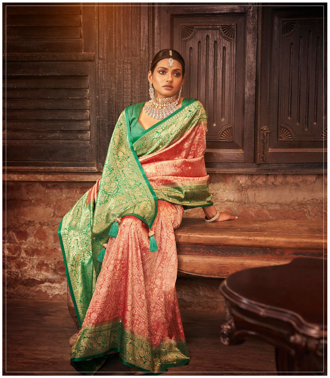 Pure Silk Saree Blouse, Kanjeevaram Sarees, Designer Pethani, Pink, Golden, Kashmiri Saree, Ikkat, Ready To Wear, Red