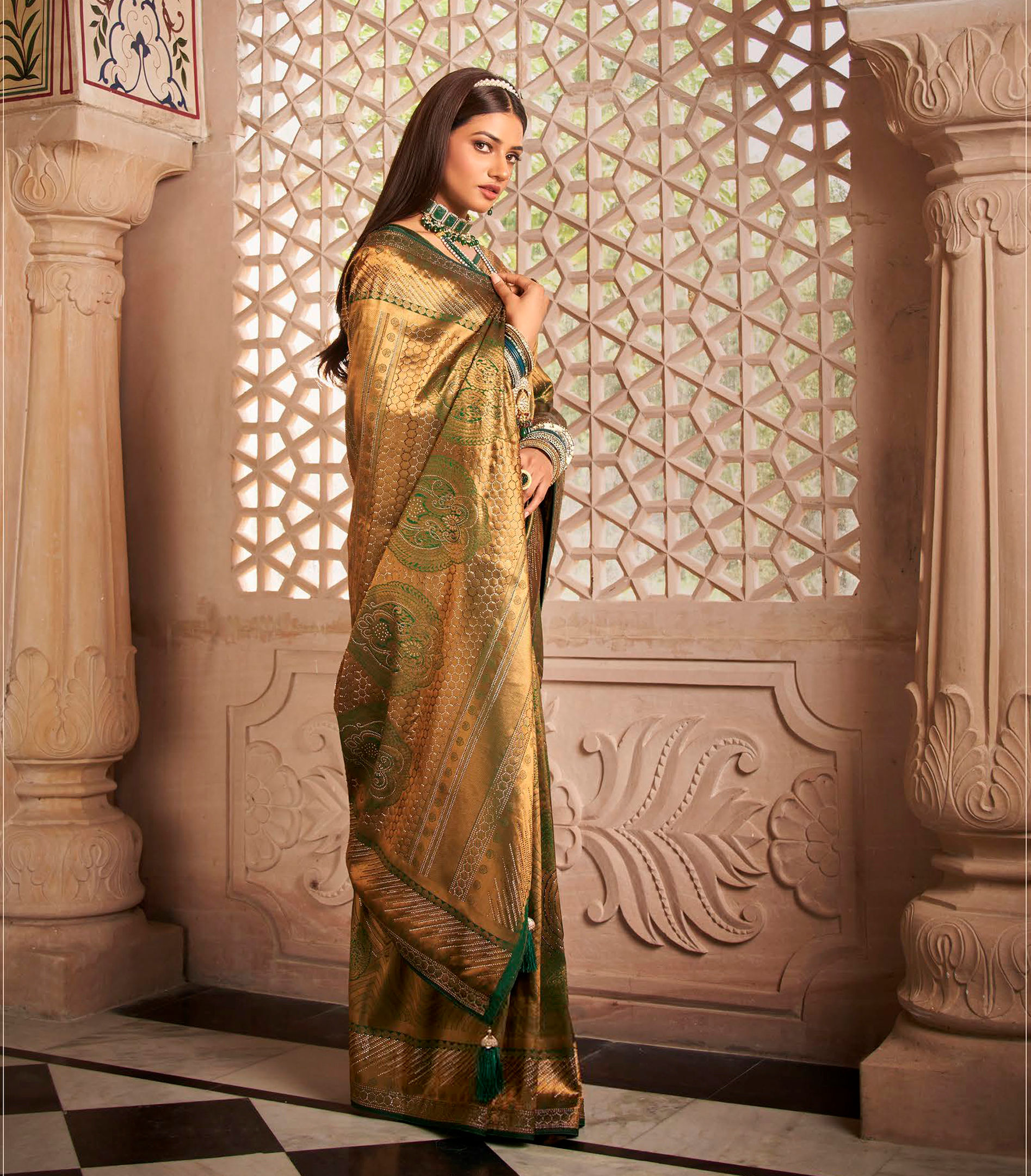 Pure Silk Saree Blouse, Kanjeevaram Sarees, Designer Pethani, Pink, Golden, Kashmiri Saree, Ikkat, Ready To Wear, Red