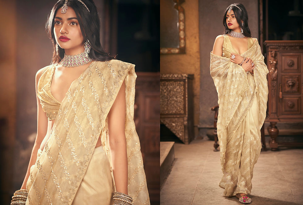 Thumbnail: Pure Silk Saree  Blouse, Kanjeevaram Sarees, Designer  Pethani,  Pink, Golden, Kashmiri Saree, Ikkat, Ready To Wear, Red