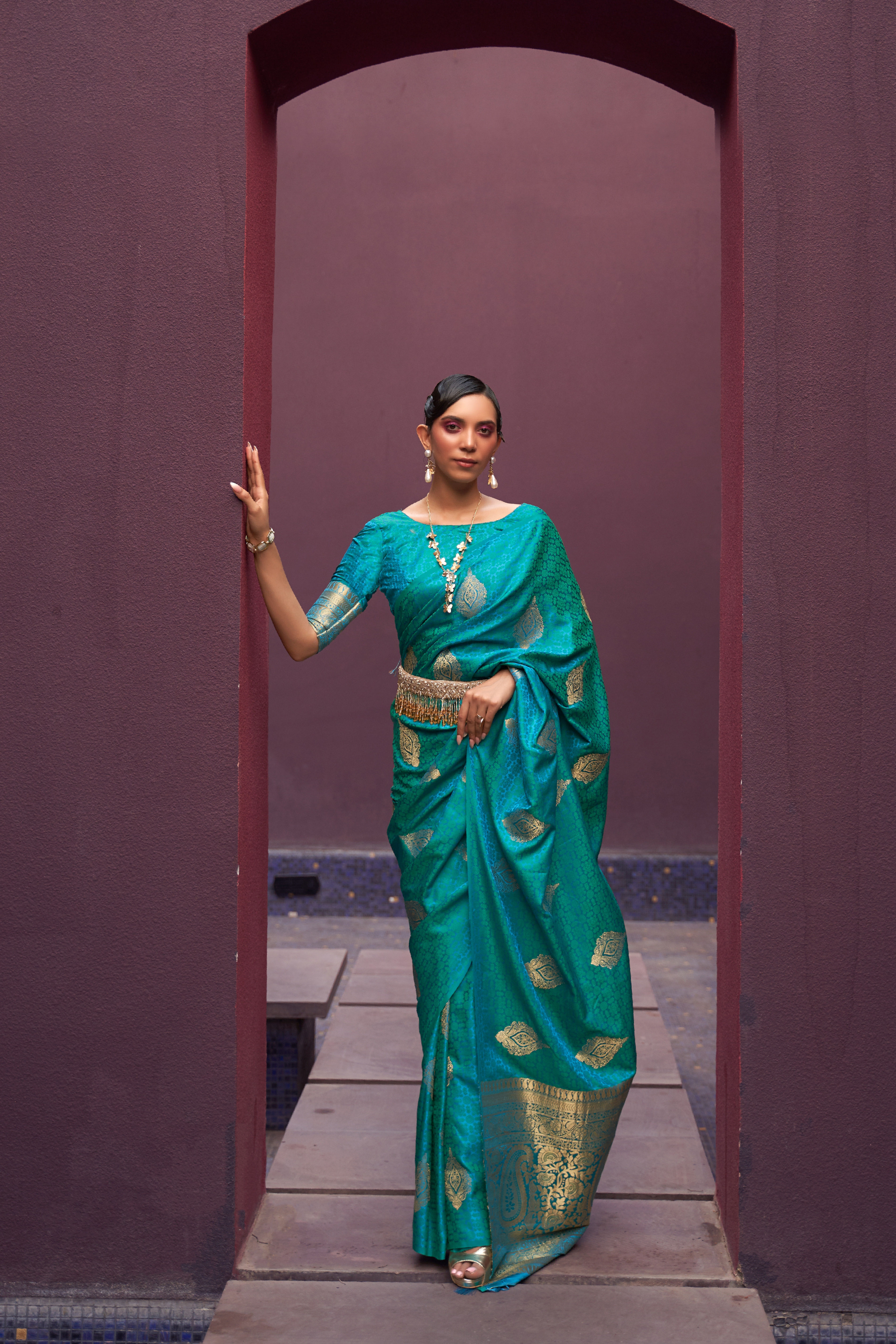 Pink Designer Saree For Women, Bridal Saree, Sarees For Wedding Reception, Banarasi Kashmiri Saree, Silk Sarees, Pethani