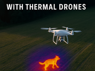 Thermal drone detecting lost pet in a wooded area during emergency recovery mission in Minnesota