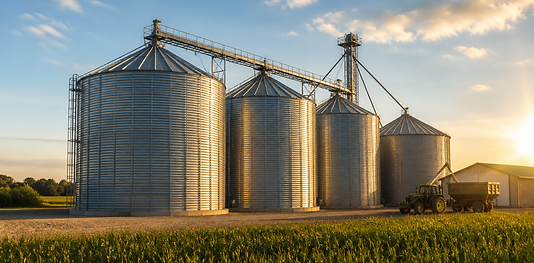 Grain silos and feed storage facility used for agricultural drone inspections, mapping, and infrastructure monitoring in Minnesota