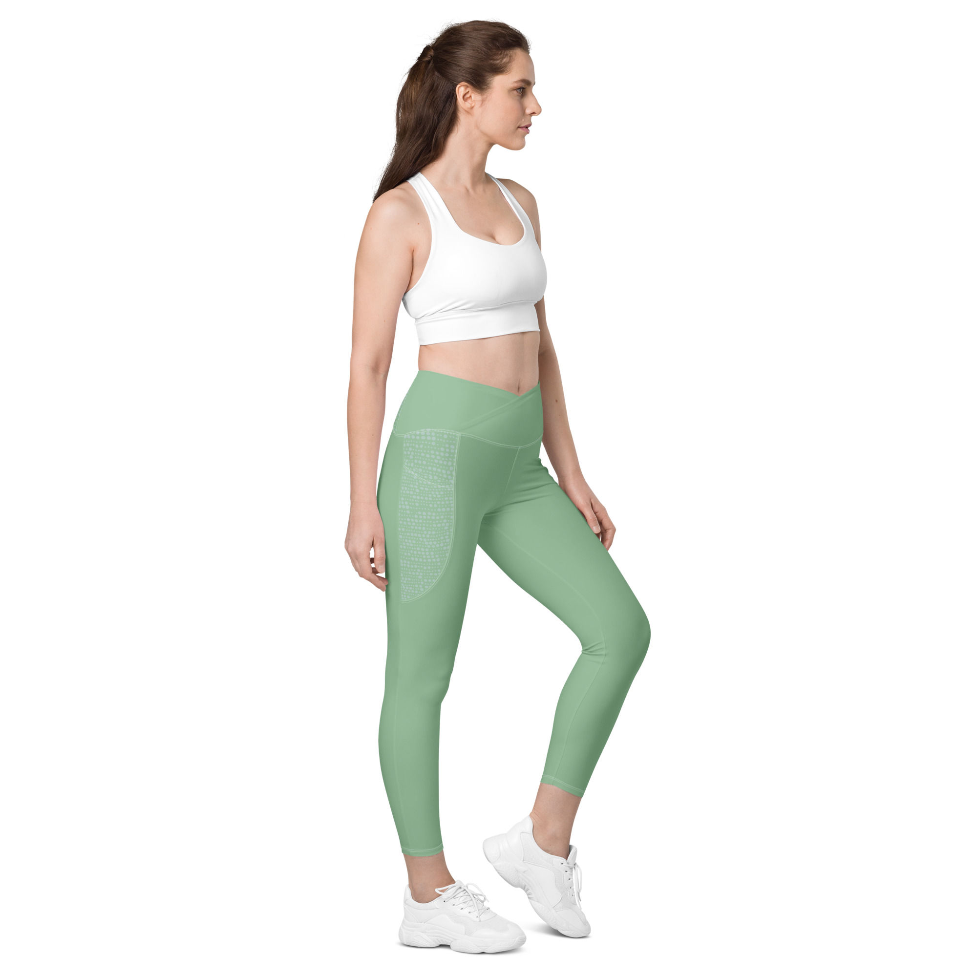 Crossover leggings with pockets Sea Green