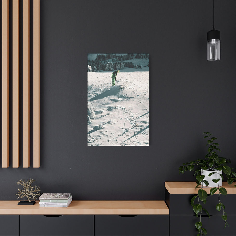 Thumbnail: Canvas Art Print - Snowy Kite Surfer, Wall Decor, Mountain Vibes