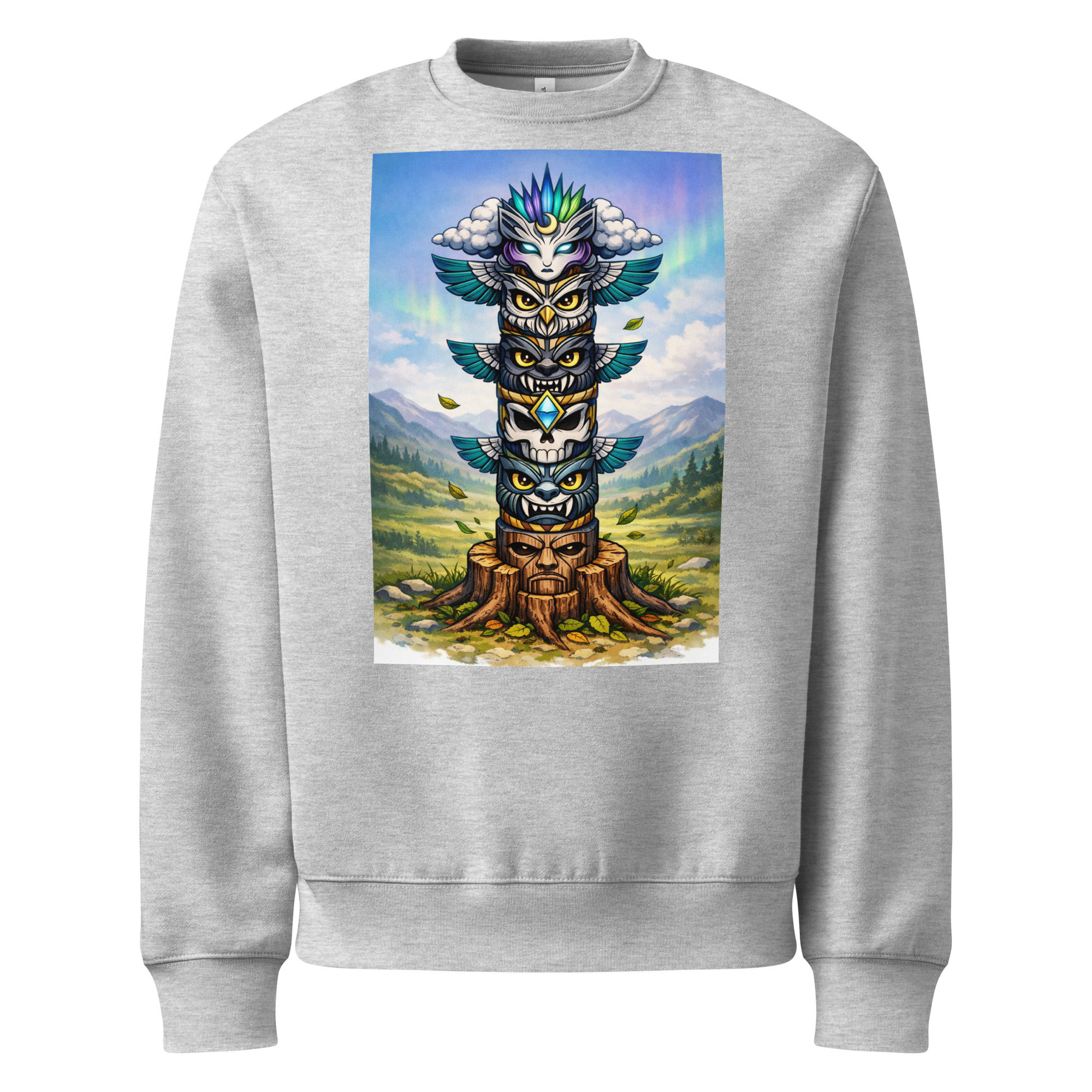 Oversized Aurora Spirit Totem — Heavyweight Sweatshirt