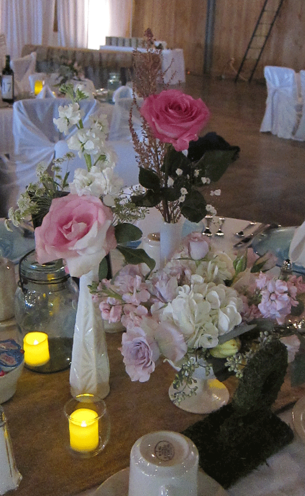 milk glass centerpiece rental