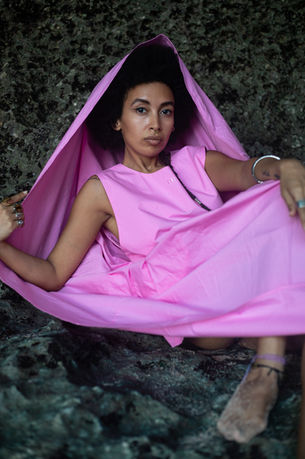 Woman in Pink Dress and Hood
