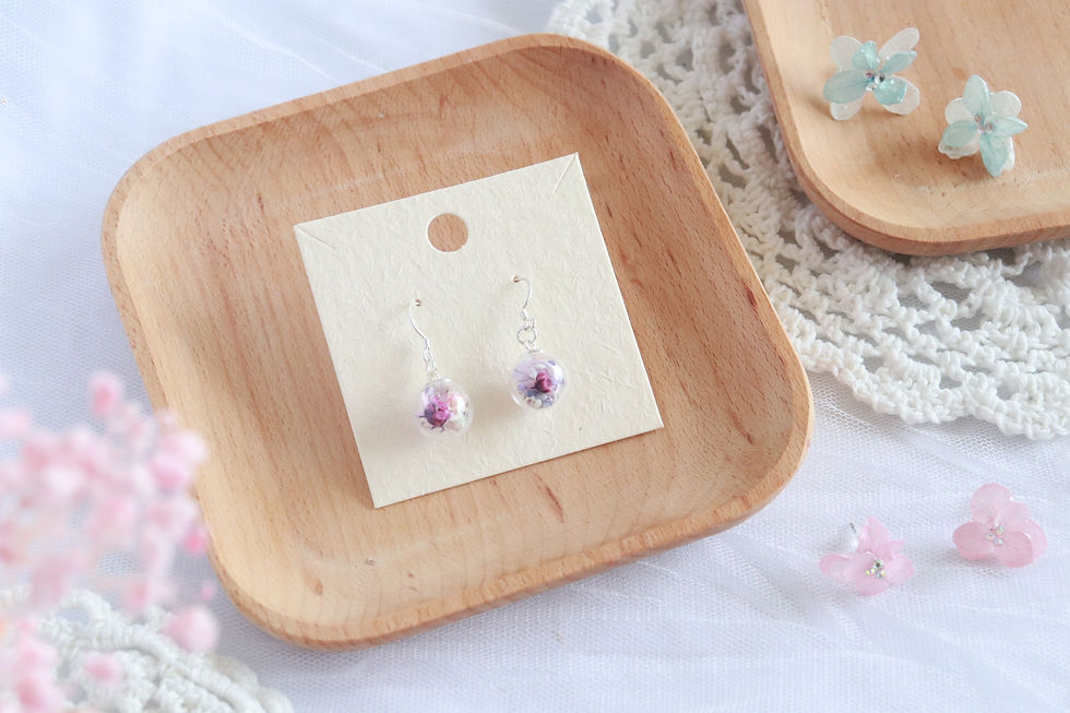 Thumbnail: Preserved flower Ball Earrings