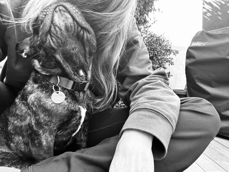 black and white self portrait featuring hair