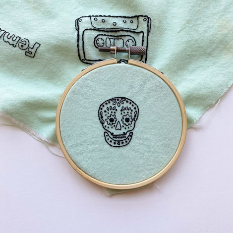 embroidered day of the dead skull