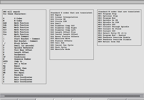 Henshaw PNC CNC G-Codes and M-Codes machine codes