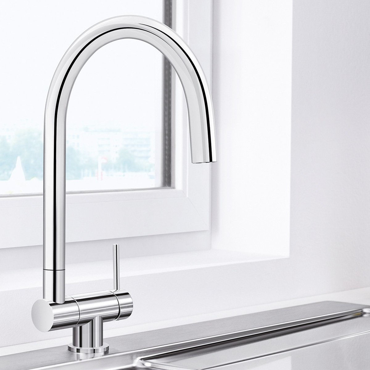 Blanco Coressa Mitigeur de cuisine à installer sous une fenêtre, pivotant chrome