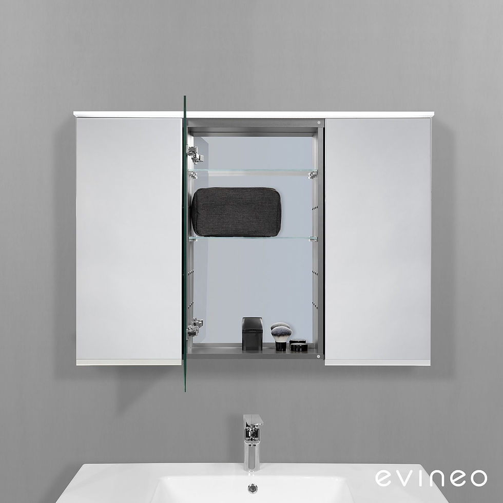 Miniature : evineo ineo Armoire de toilette avec éclairage au-dessus du miroir et 3 portes