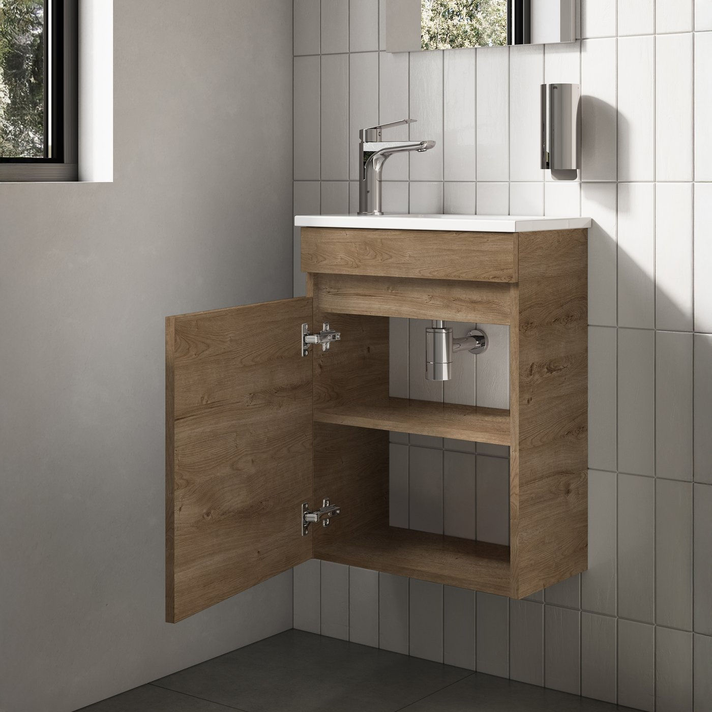 Evineo ineo2 Meuble sous-lave-mains l: 44,5 H: 60 P: 25 cm, 1 porte, charnières