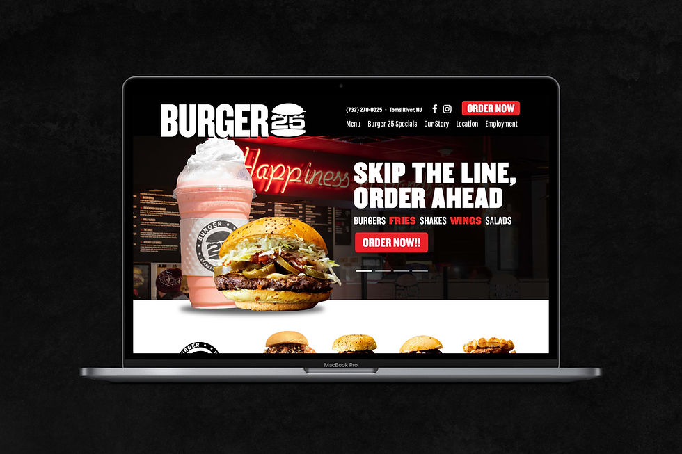 Burger25 Website Home Mockup