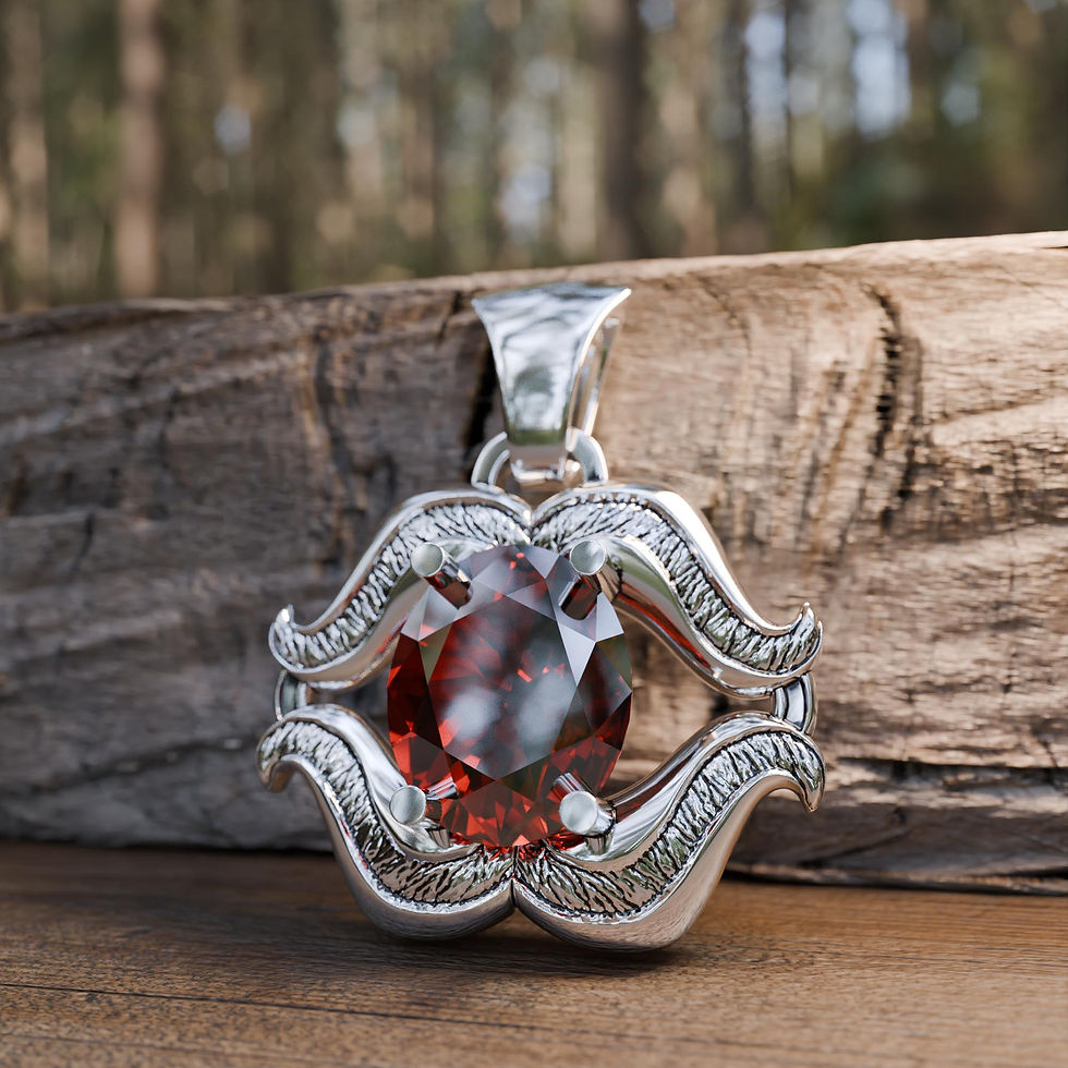 Pendentif en forme de lèvre avec grenat rouge