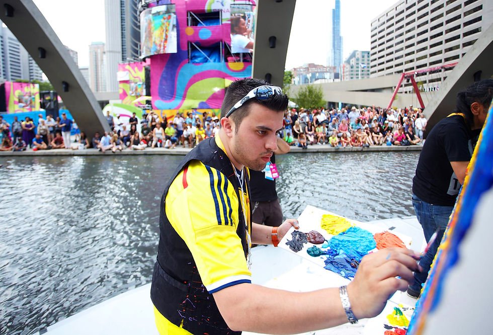 Harley at the International Championship Art Battle at the Toronto Pan American Games
