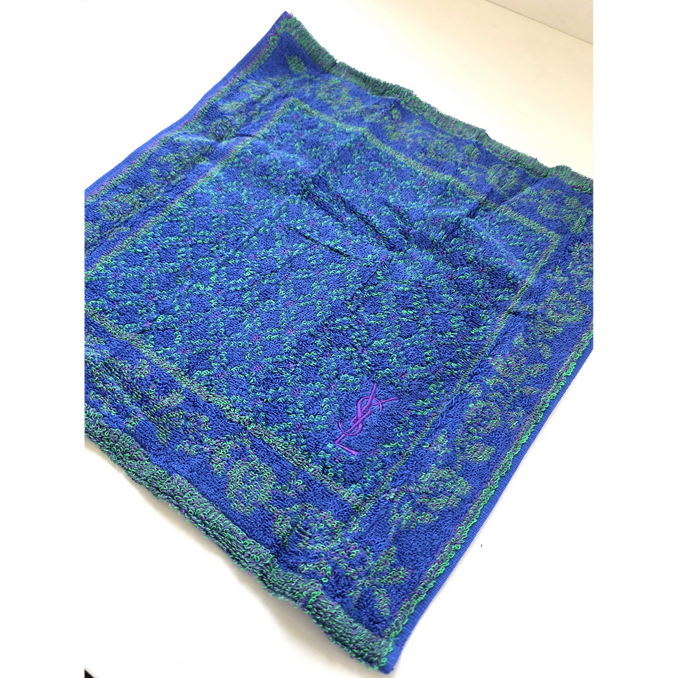 Thumbnail: Vintage Yves Saint Laurent Face Towel – Purple & Emerald