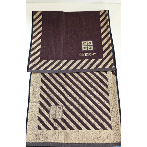 Vintage Givenchy Towel Set – Mocha & Beige 100% Cotton