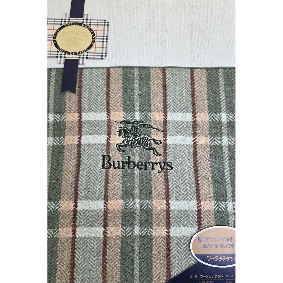 Thumbnail: Vintage Burberrys Green Heritage Check 'Cotton Pile' Blanket