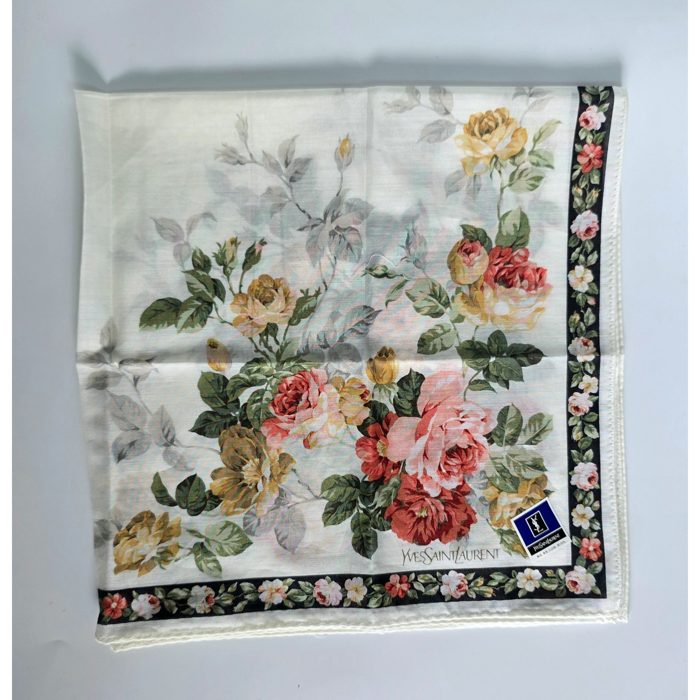 Vintage Yves Saint Laurent Floral Scarf – 100% Cotton