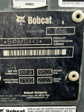 Used 2023 Bobcat E88R2 - Stock: F103150