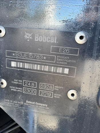 Used - 2019 Bobcat E26 - Stock: K120148