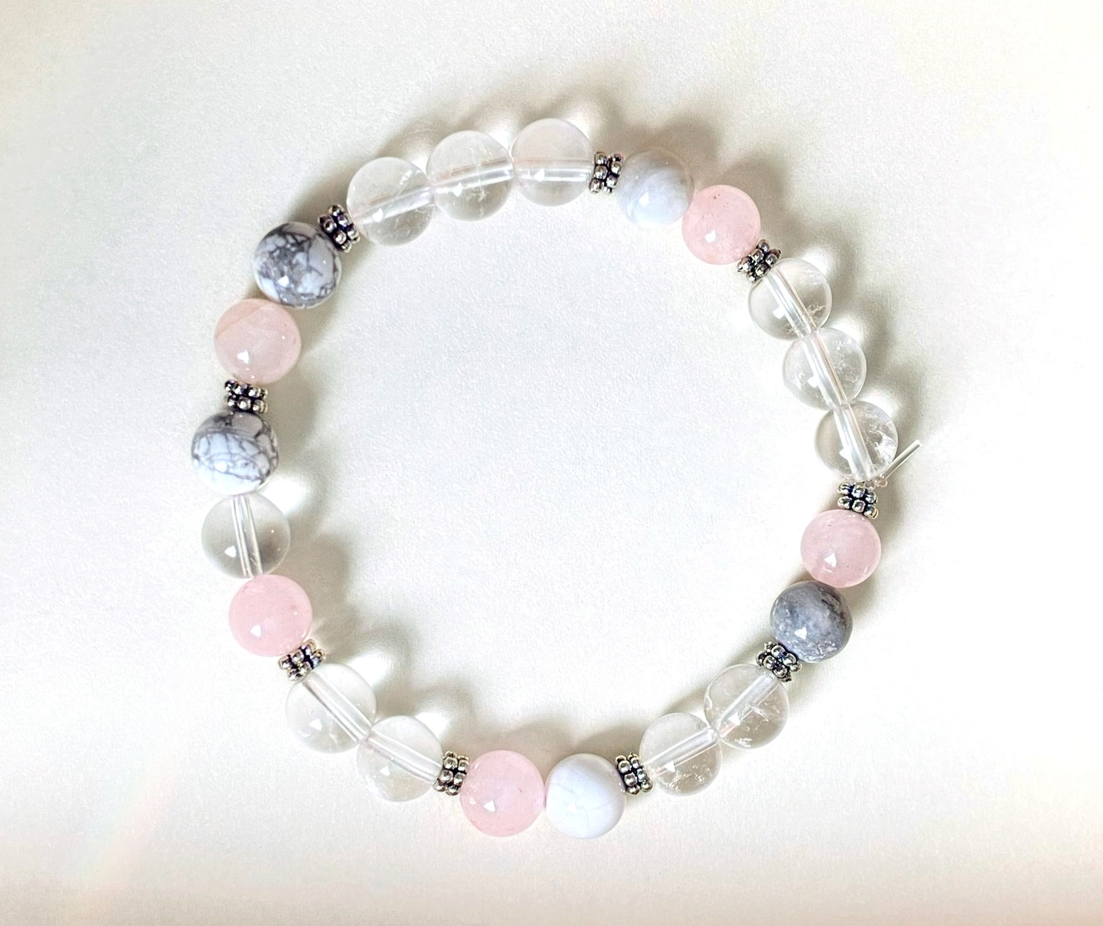 8mm Rose Quartz|Howlite|Clear Quartz Healing Bracelet