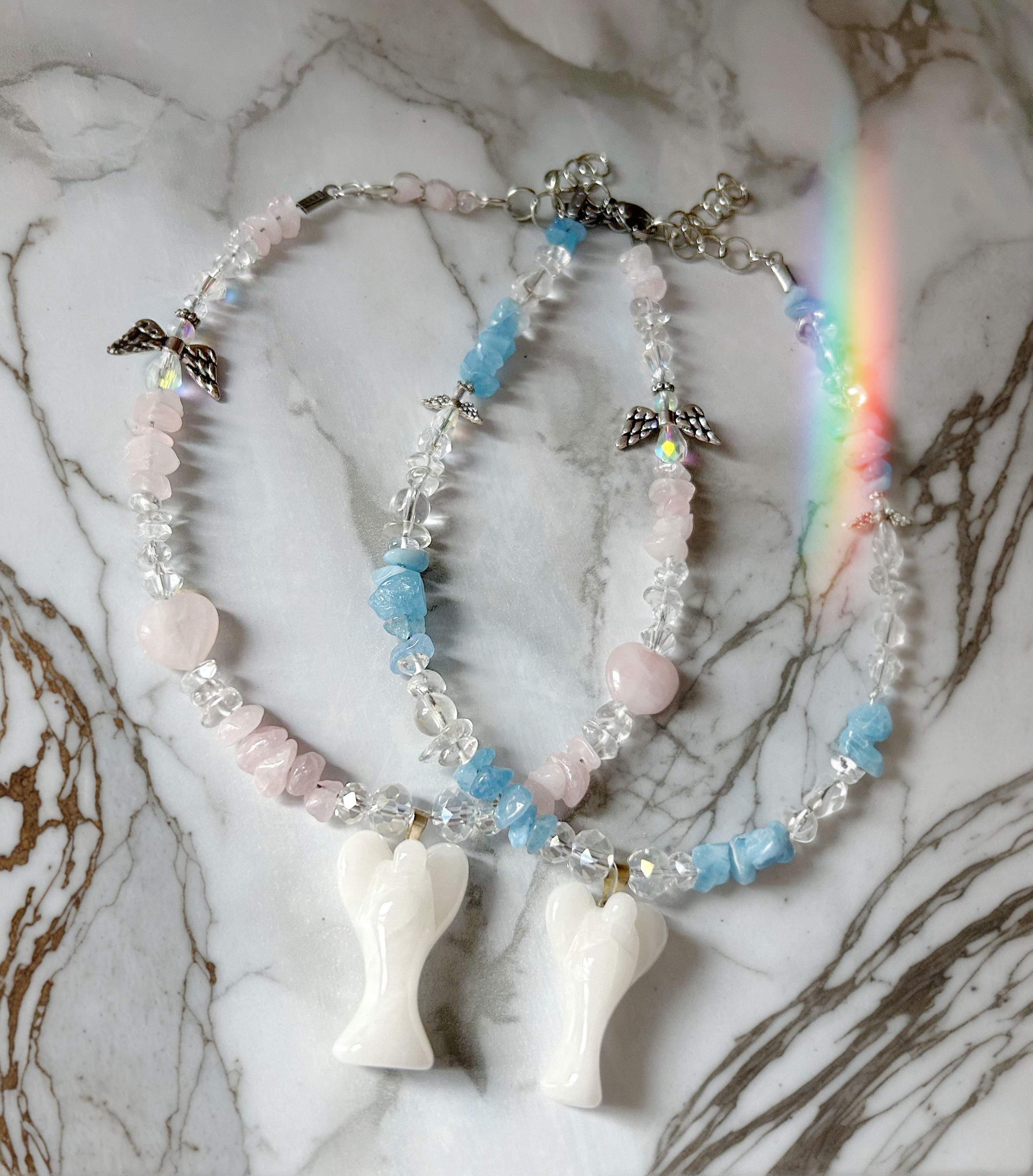 Quartz Angel Choker Necklaces