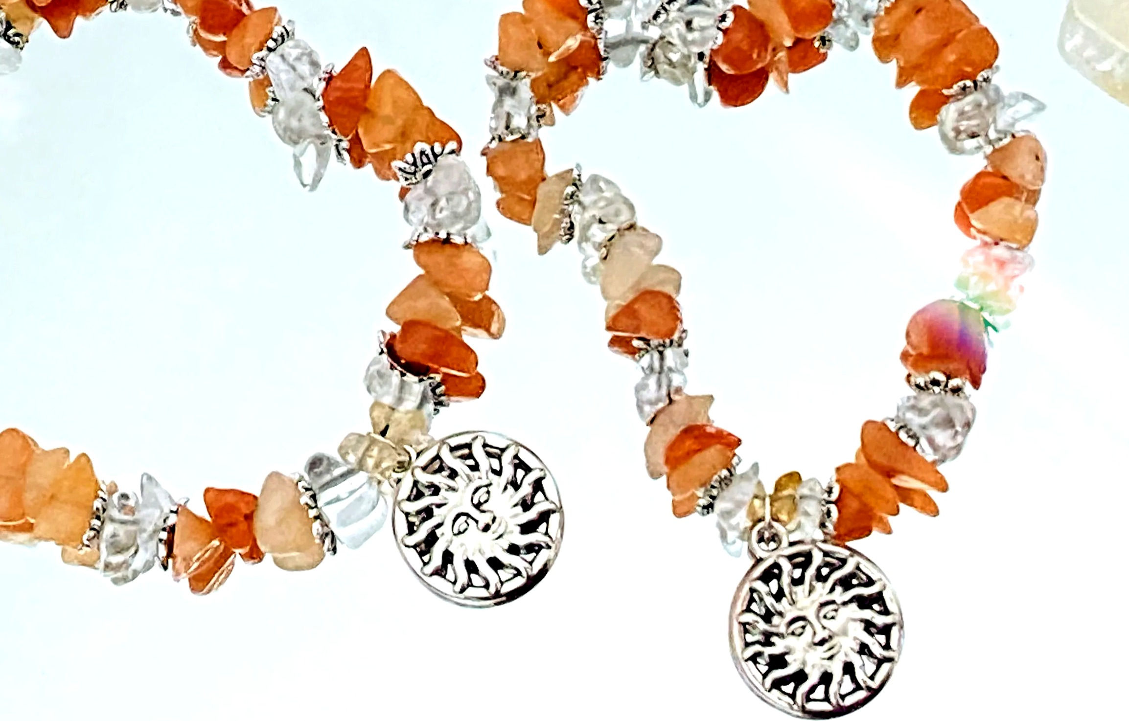 Peach Aventurine|Citrine|Clear Quartz Return of the Sun Anklet