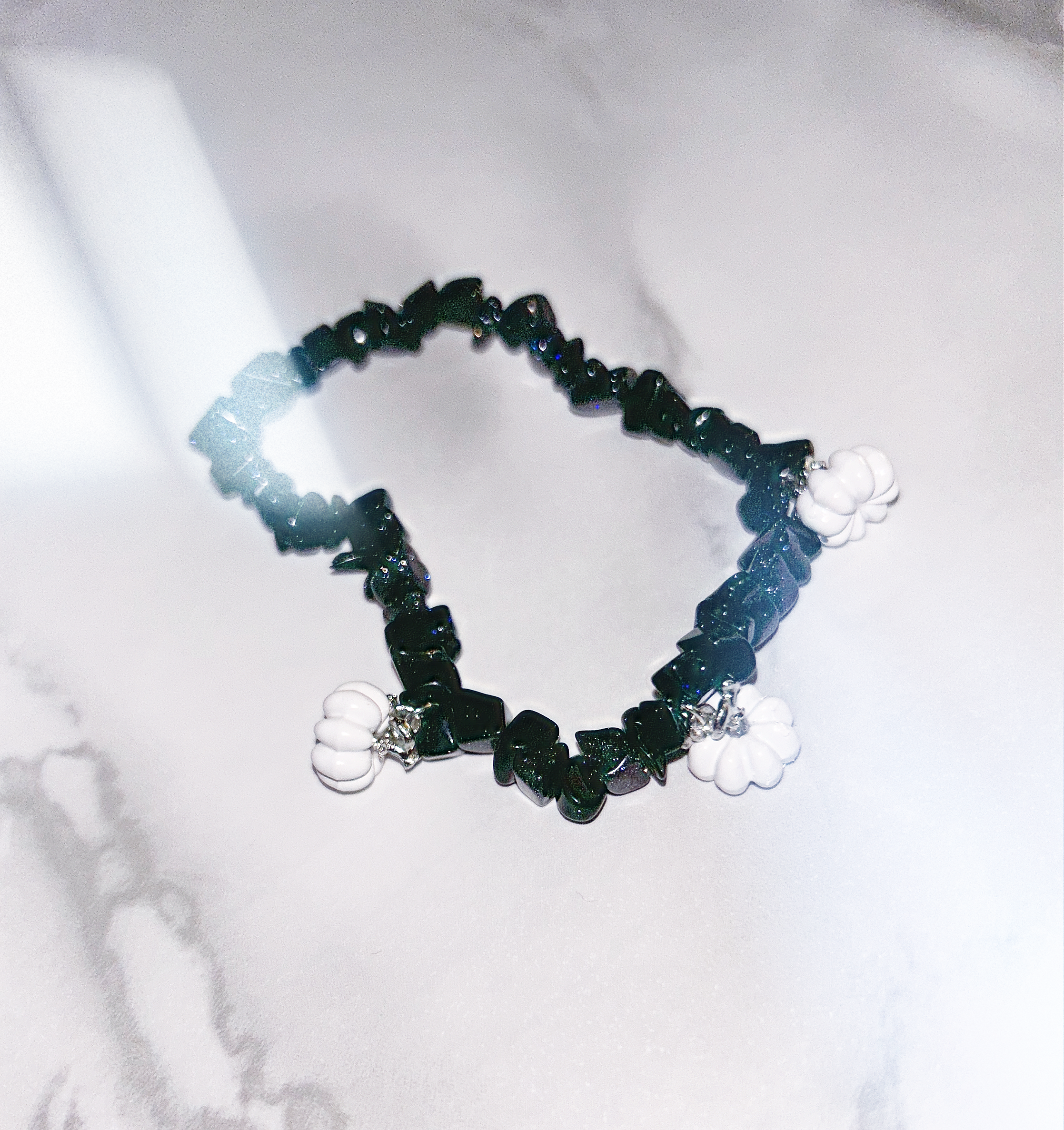 6mm Blue Goldstone 3 Pumpkin Bracelet