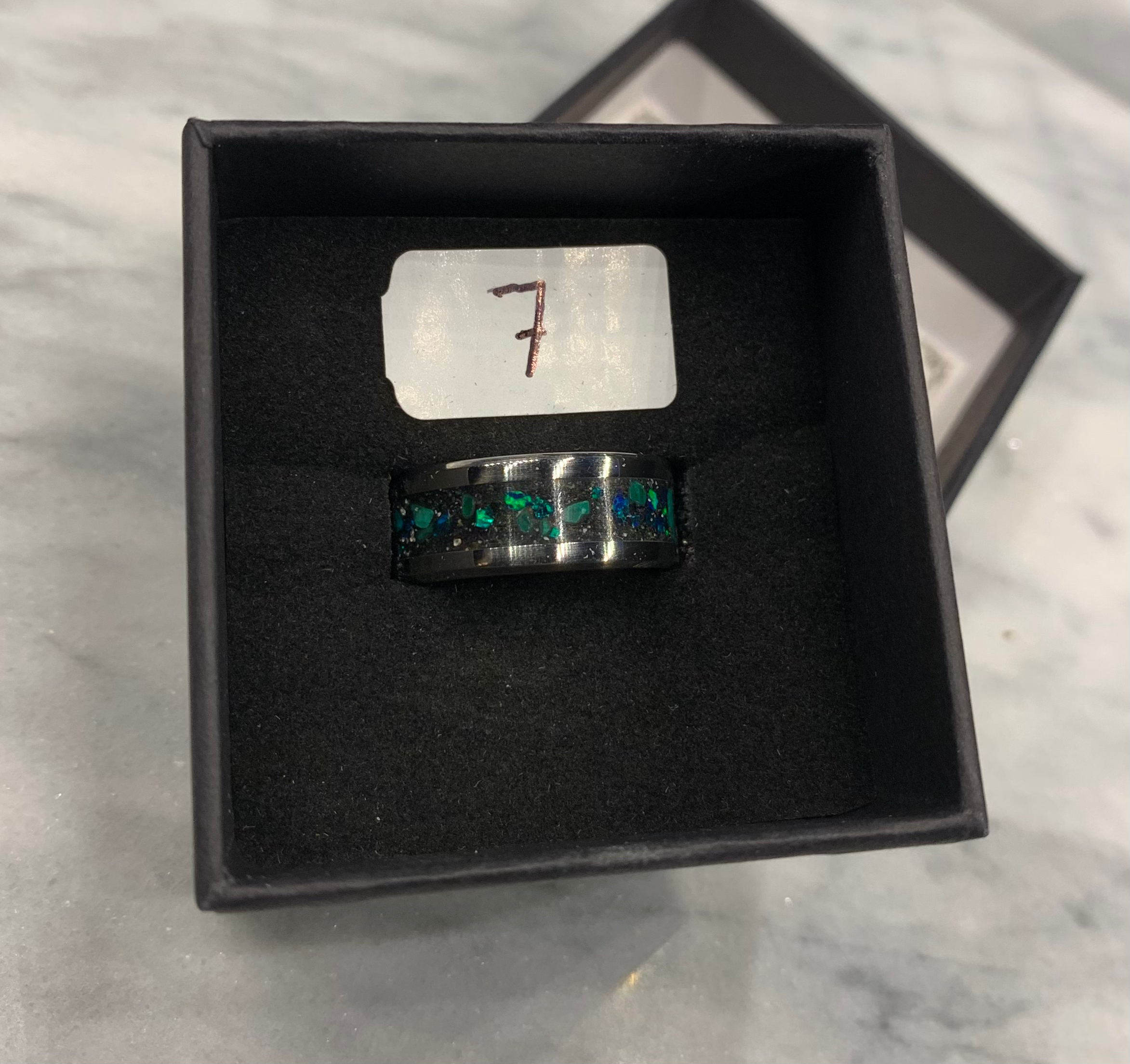 Elderwood Dust | Black Opal | Malachite Ring