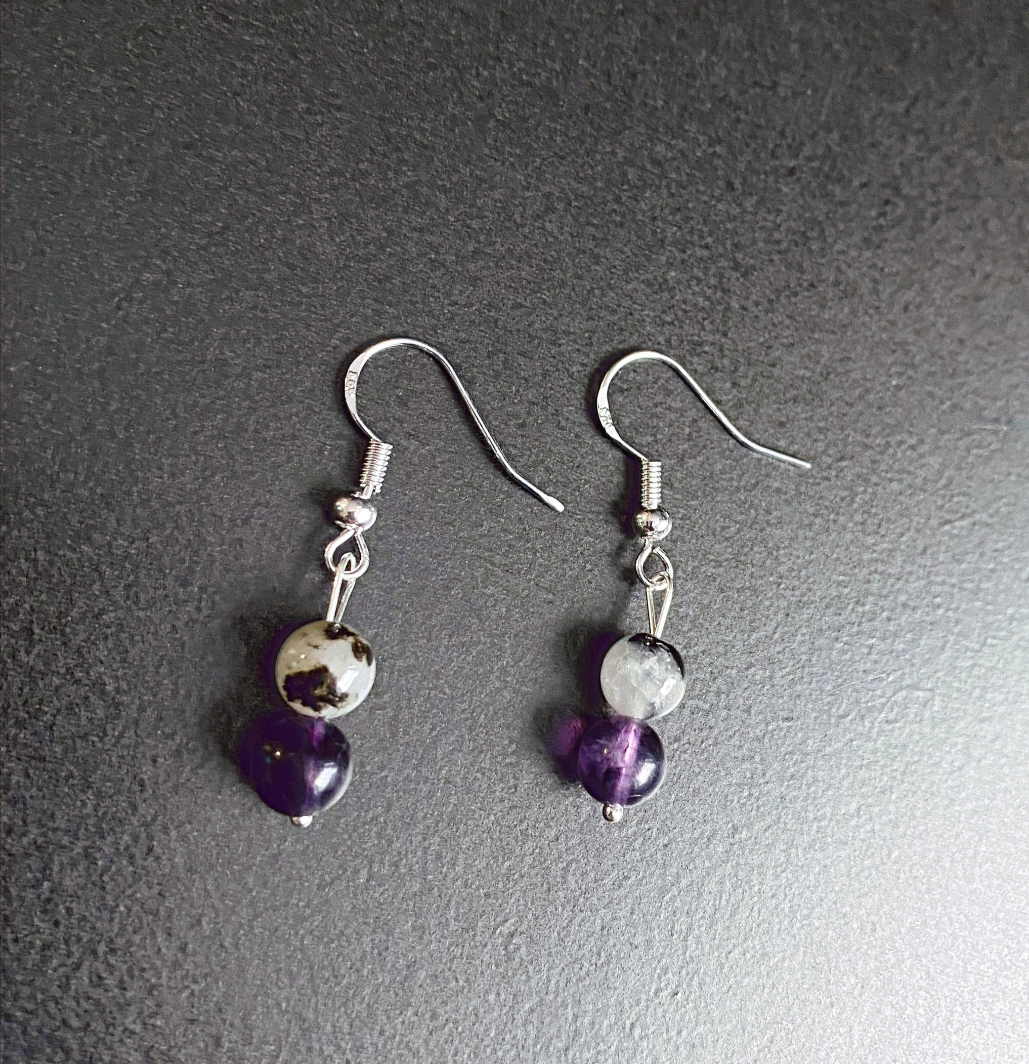 Tourmaline Quartz|Purple Fluorite 925 Sterling Silver Earrings