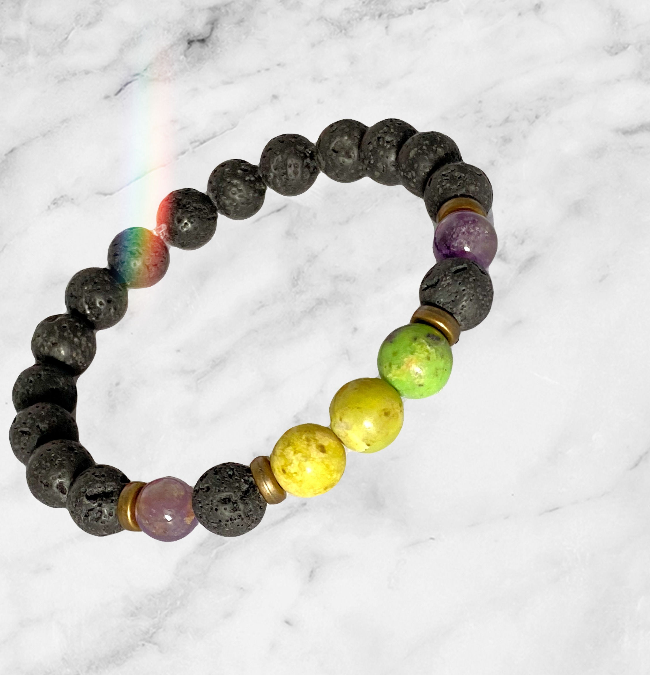 Chrysoprase|Amethyst|Lava Stone Healing Bracelet