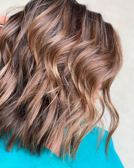 subtle balayage, balayage specialist, brunette specialist, sun kissed highlights, long bob, lob, dimensional brunette