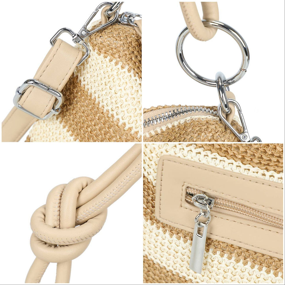 Thumbnail: H681-4 Natural Straw Stripe Shoulder Bag with Knot Handle

Colour...Khaki 