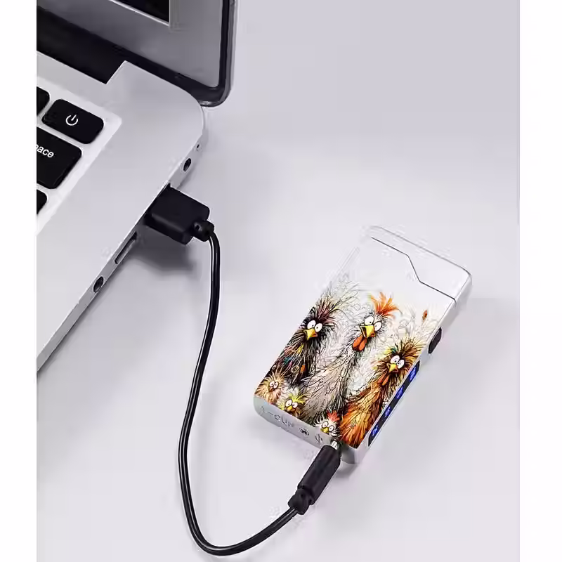Thumbnail: Abstract Crazy Chickens Windproof Electric Lighter 