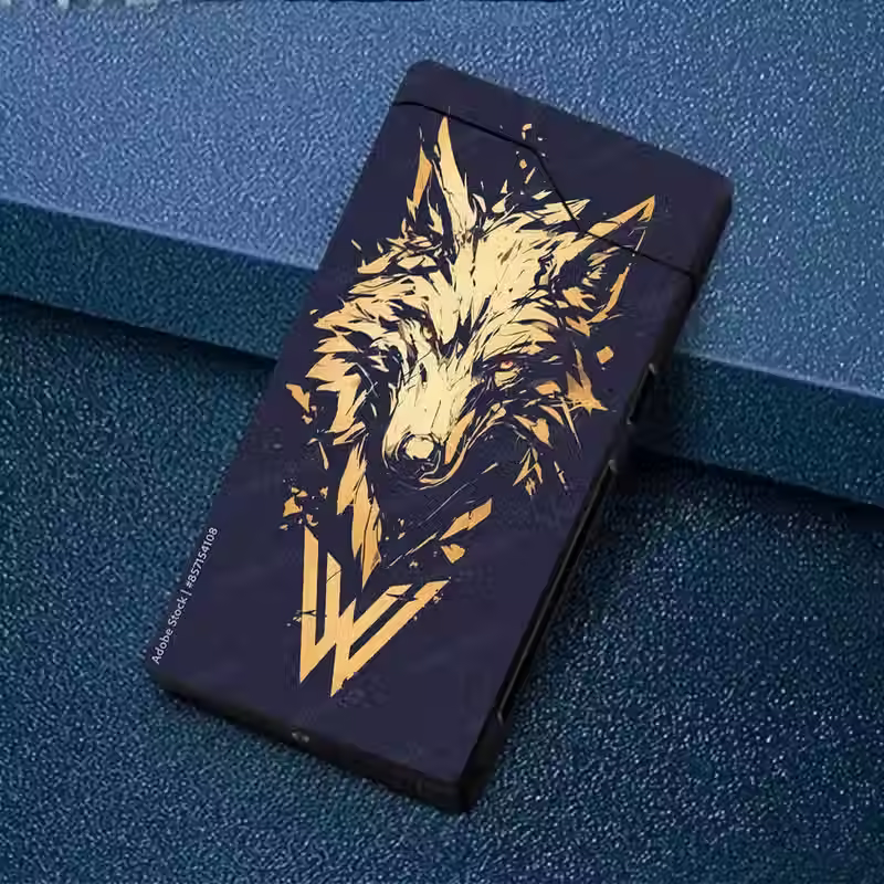 Thumbnail: Windproof Electric Lighter  
Height 7.6 cm
Design...Black & Golden Wolf