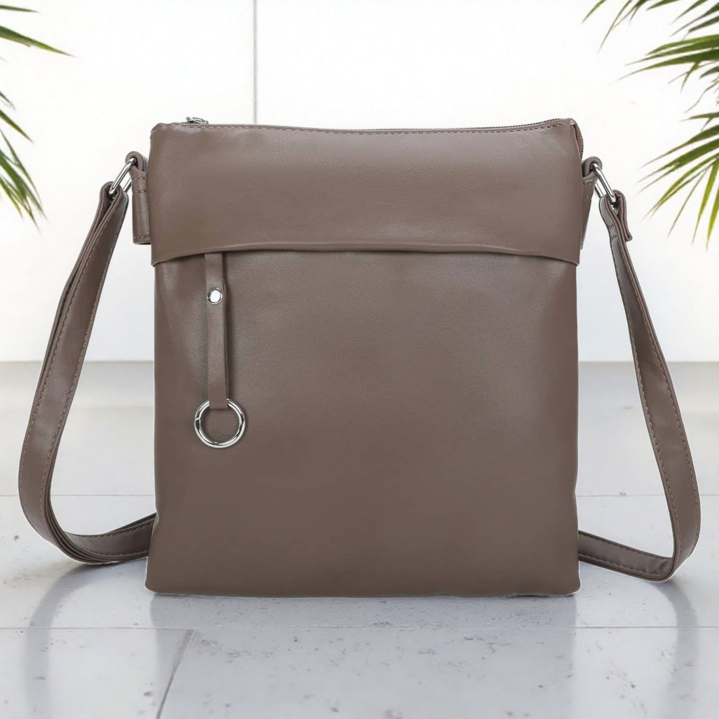 Soft Pu Silver-Toned Cross Body Bag Shoulder -9327
Colour....Mink