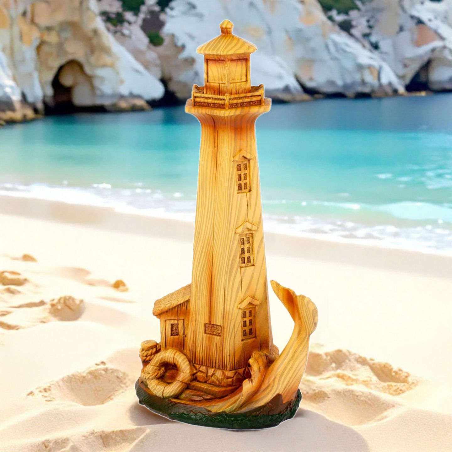 Carved Wood-effect Lighthouse with 
