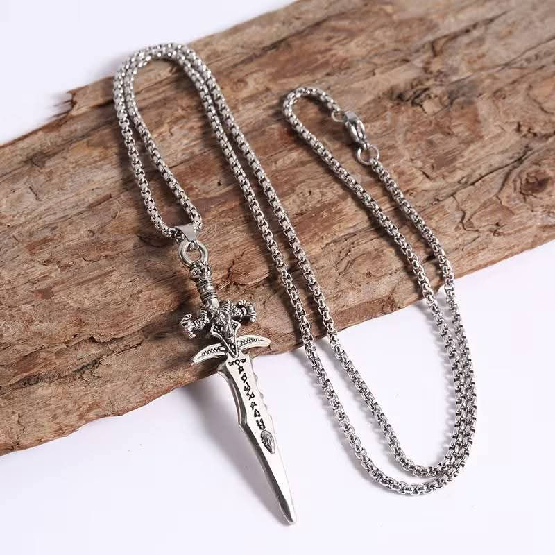 GP20 - Gents Viking Sword Pendant Stainless Steel Chained Necklace 