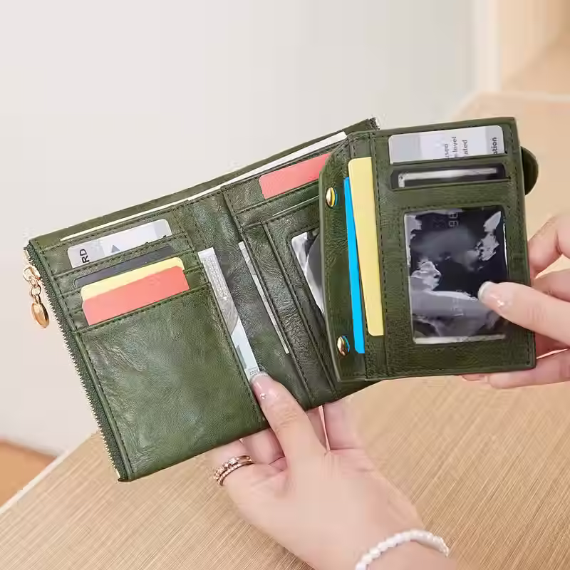 Thumbnail: Double Zipper Purse 
Colour...Brown 
