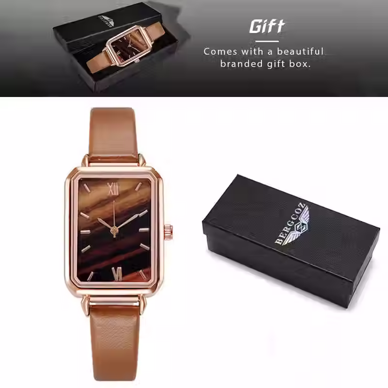 Ladies elegant square quartz watch
Colour....Brown
Dial Face   