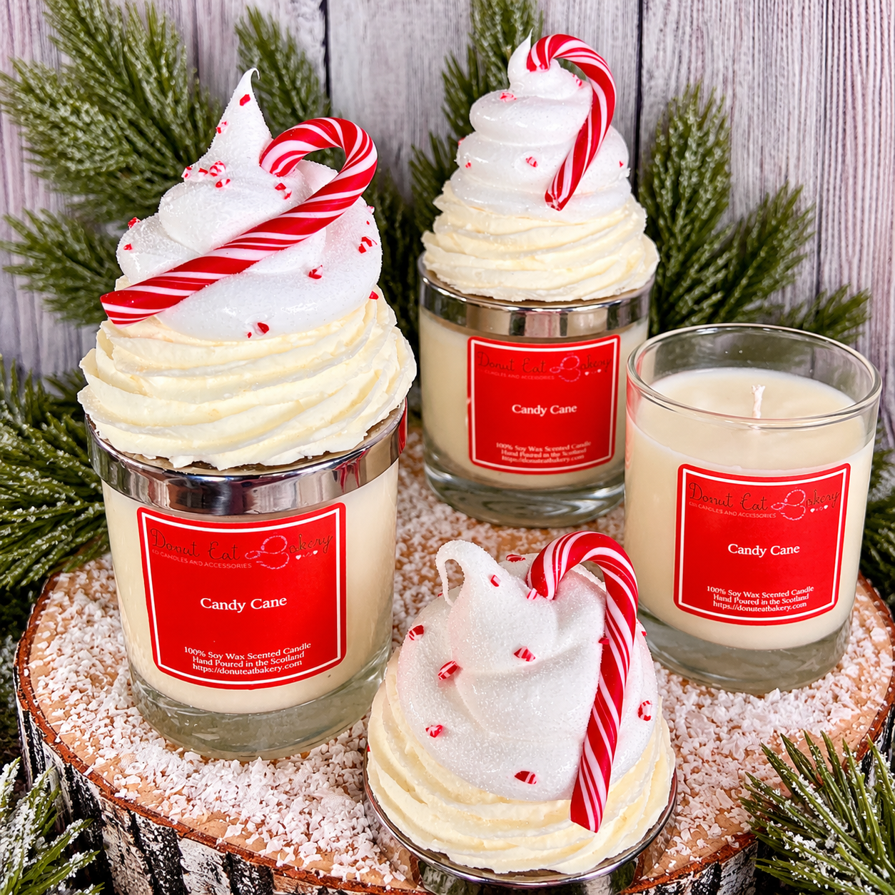 Candy Cane Cupcake Candle