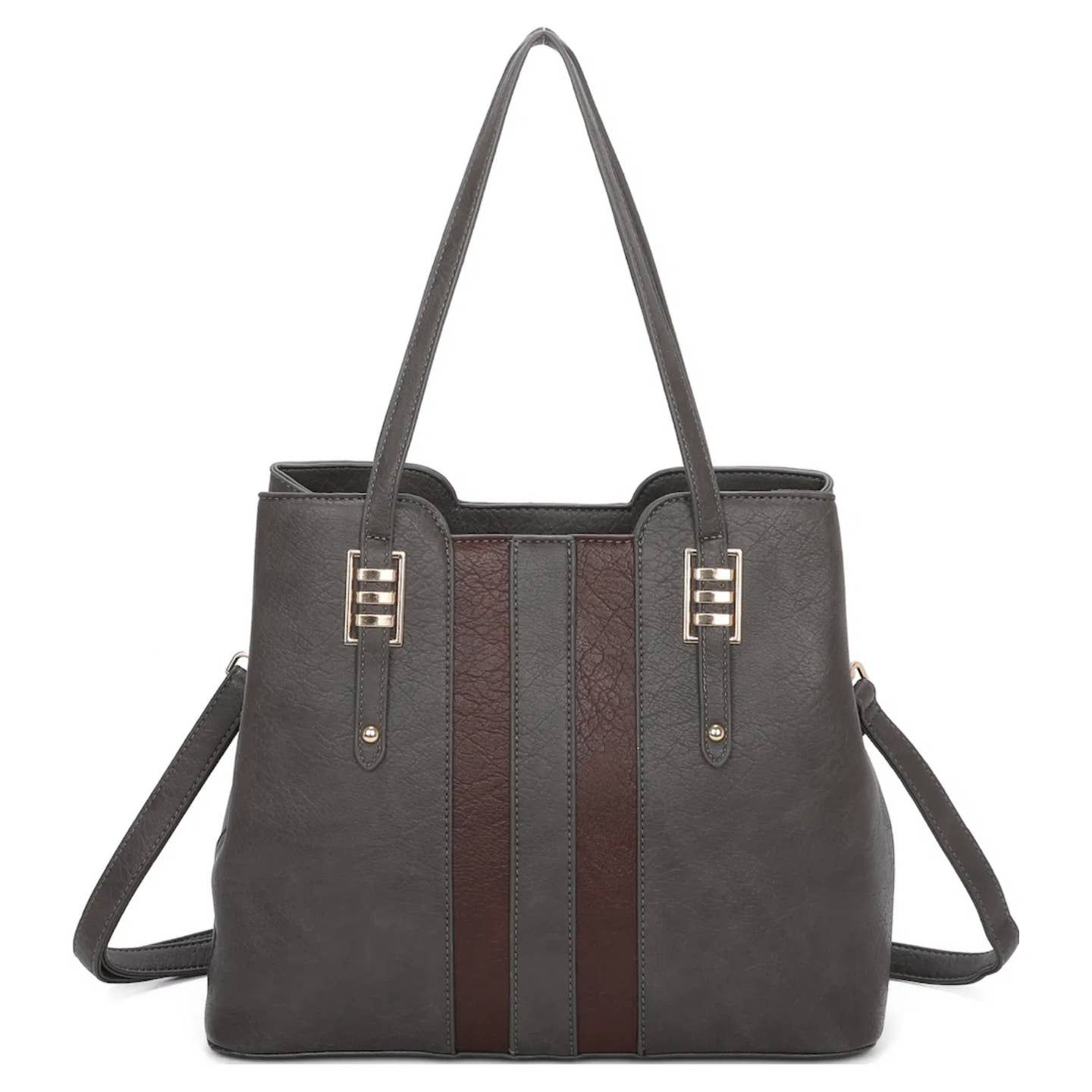 Striped Front Shoulder Bag with Detachable Strap 9319
Soft Faux Leather