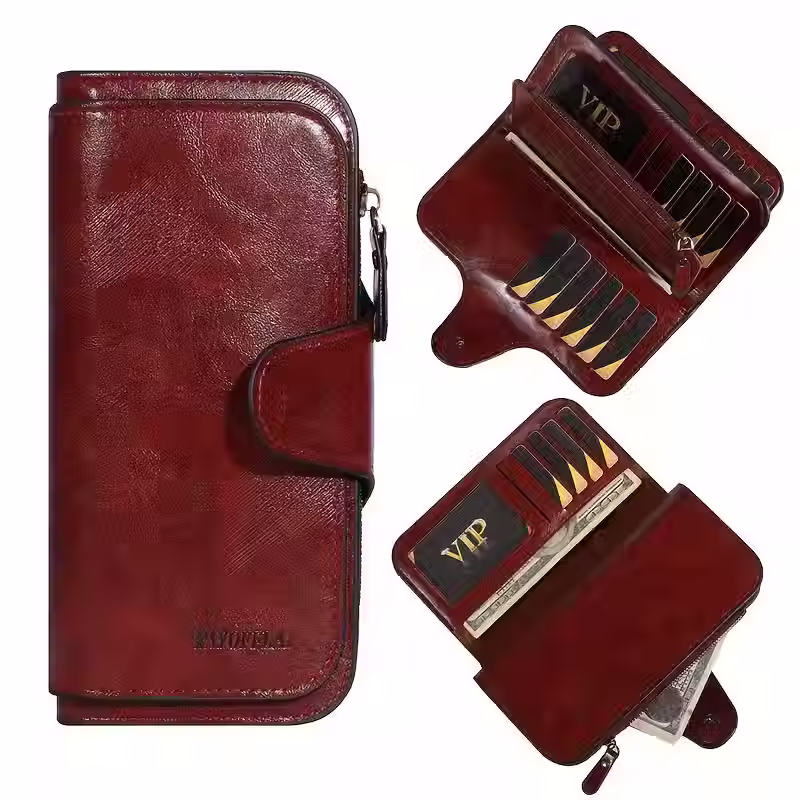 Thumbnail: Faux Leather Ladies Purse Wine Red 