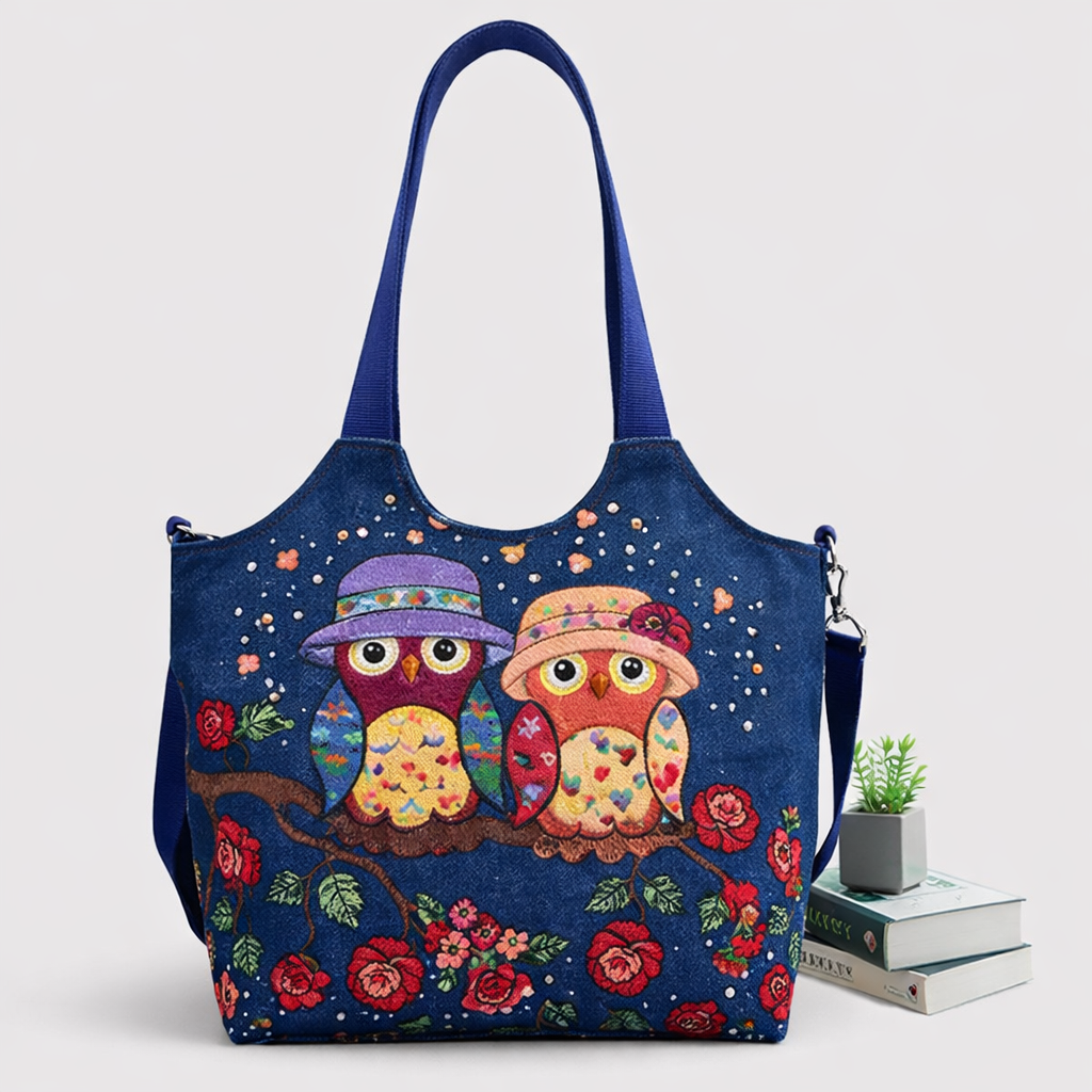 TF01 - Owl Family Large Canvas Shopping Bag
Twin grab handles