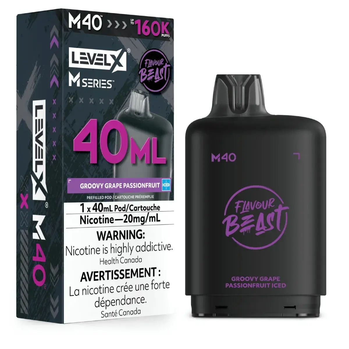 Level x M40 series pods groovy grape passionfriut